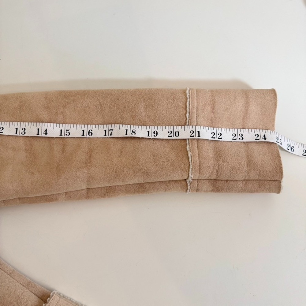 Vintage Faux Shearling Sherpa Lined Coat Womens M Beige Tan Lined Winter Jacket - Picture 10 of 12